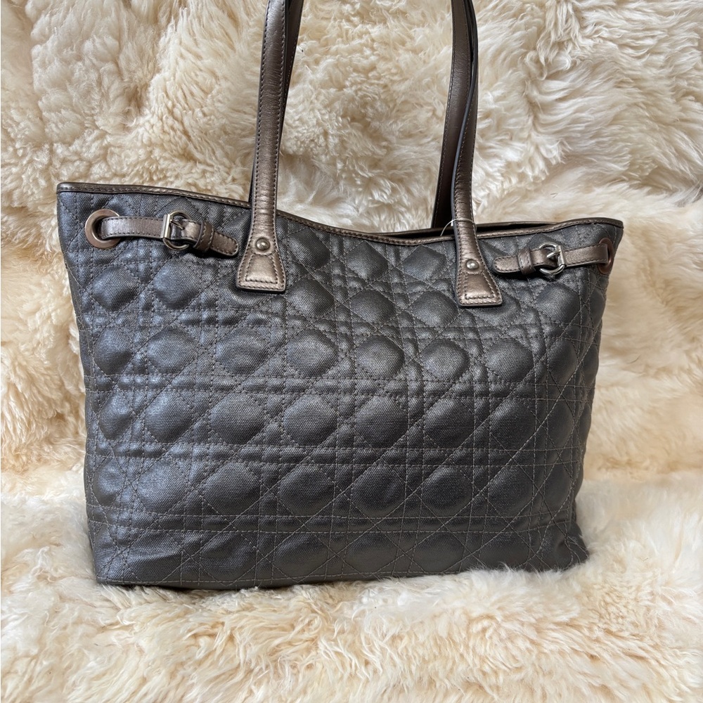 Authentic Grey Christian Dior Panarea Tote with Charm - Picture 5 of 13